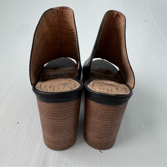 Luca Lane Hilaire leather upper stacked heel peep toe slipon shoes black size 10 - Picture 6 of 12